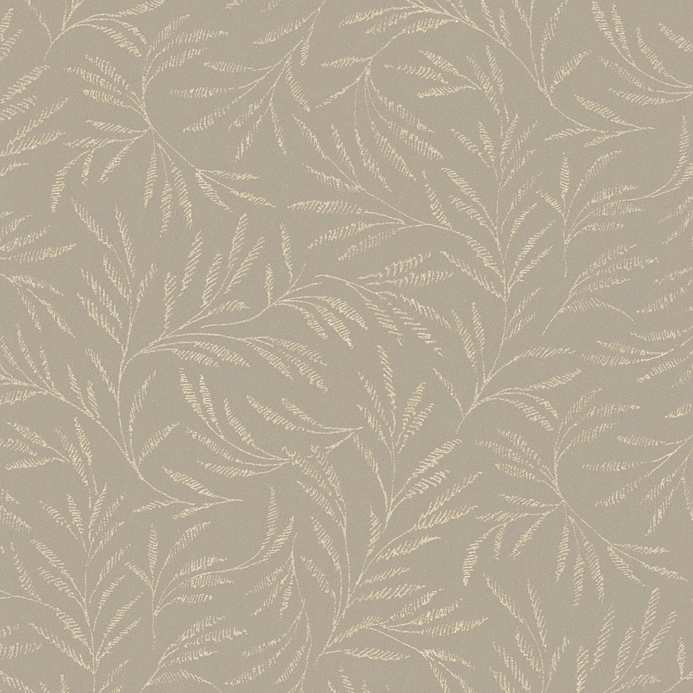             Papel pintado hojas metálicas zarcillos - marrón, gris
        