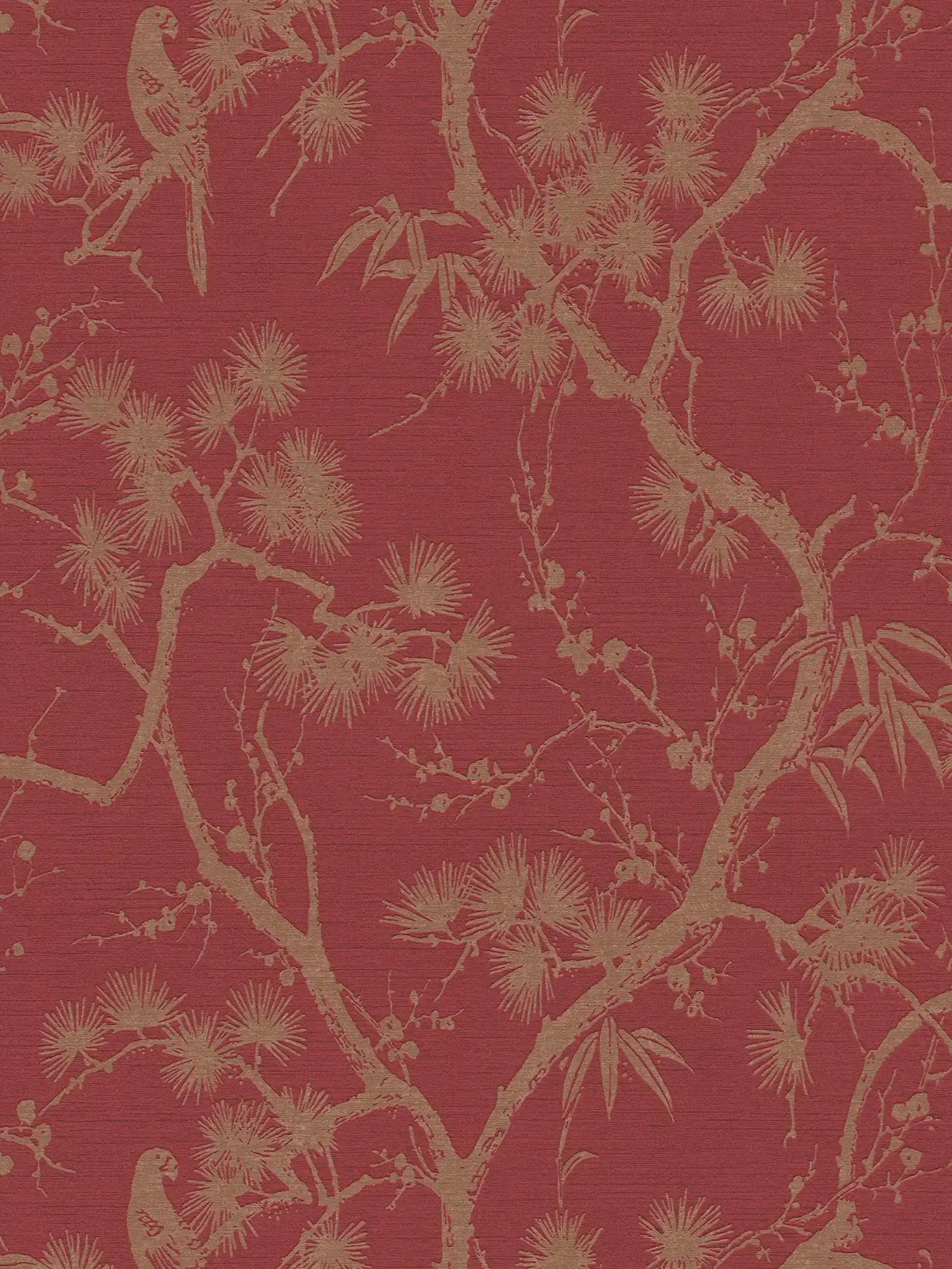         Non-woven wallpaper with natural design & gold pattern - metallic, red
    