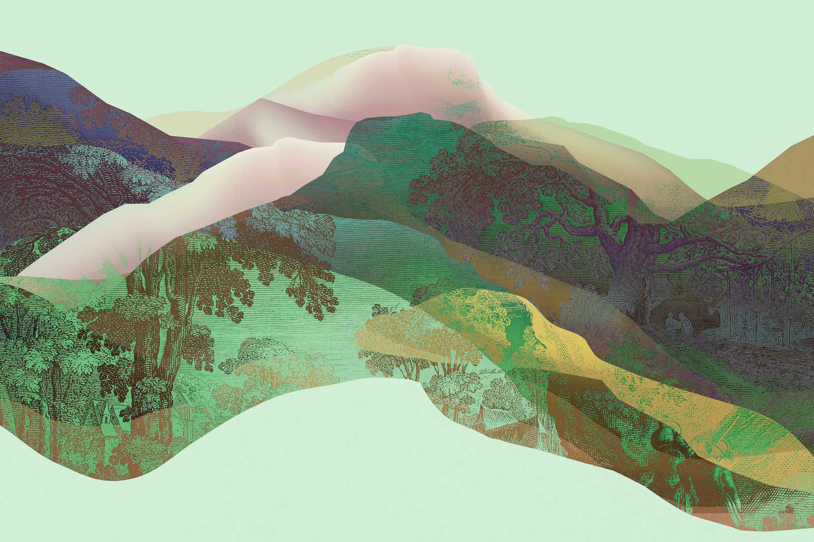             Magic Mountain 3 - Canvas painting green mountains modern design - 1,20 m x 0,80 m
        