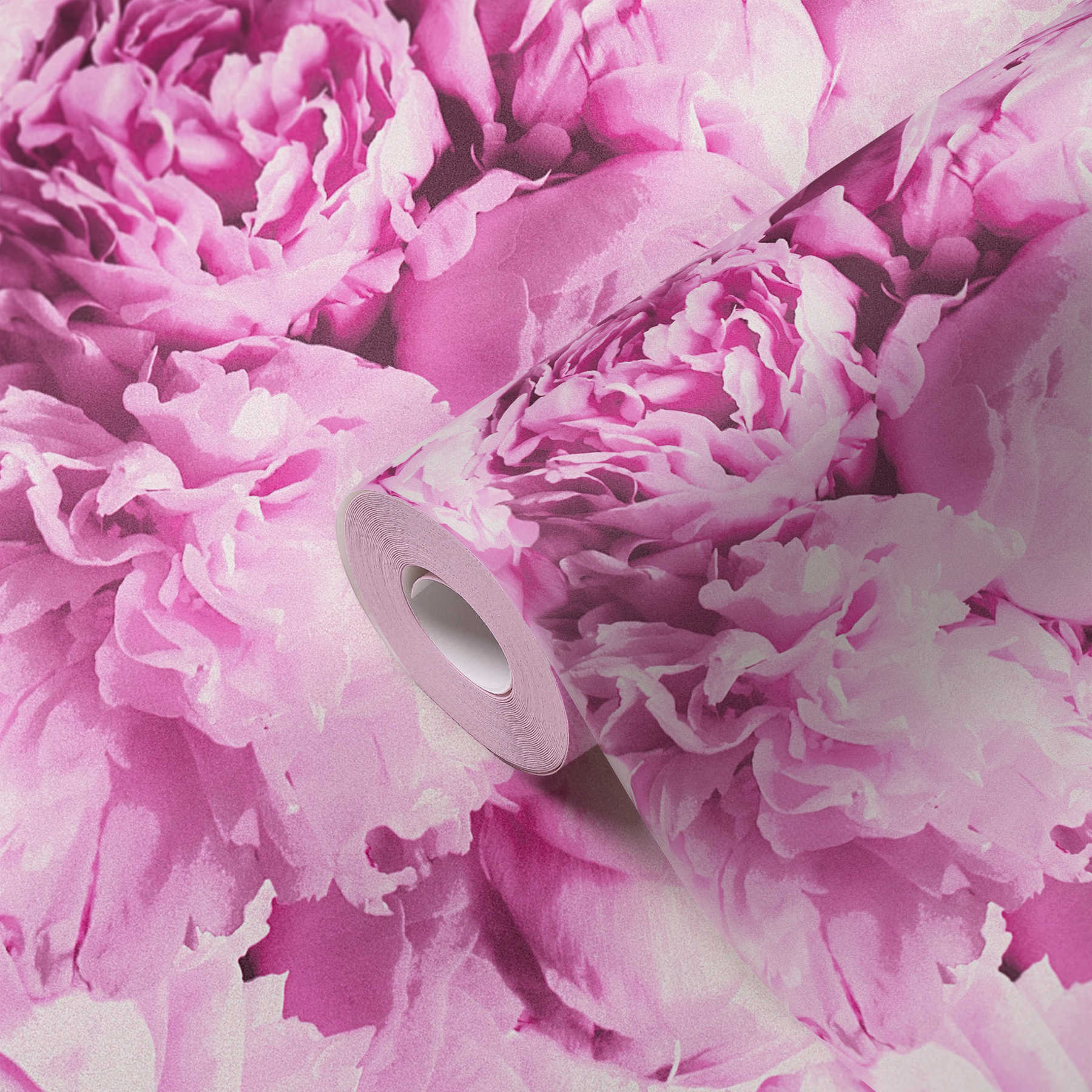             Bloemenbehang rozen met glanseffect - roze
        