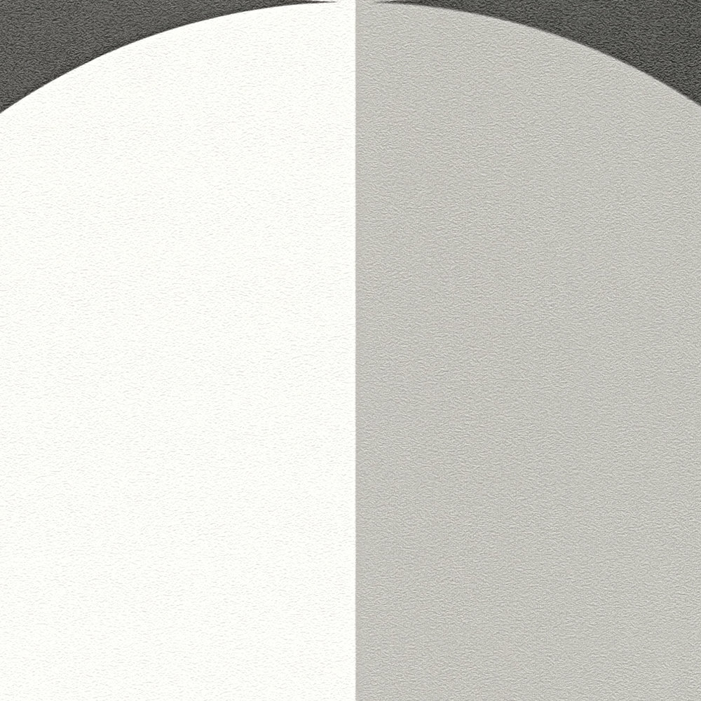             Papel pintado no tejido con motivos gráficos circulares - negro, blanco, gris
        
