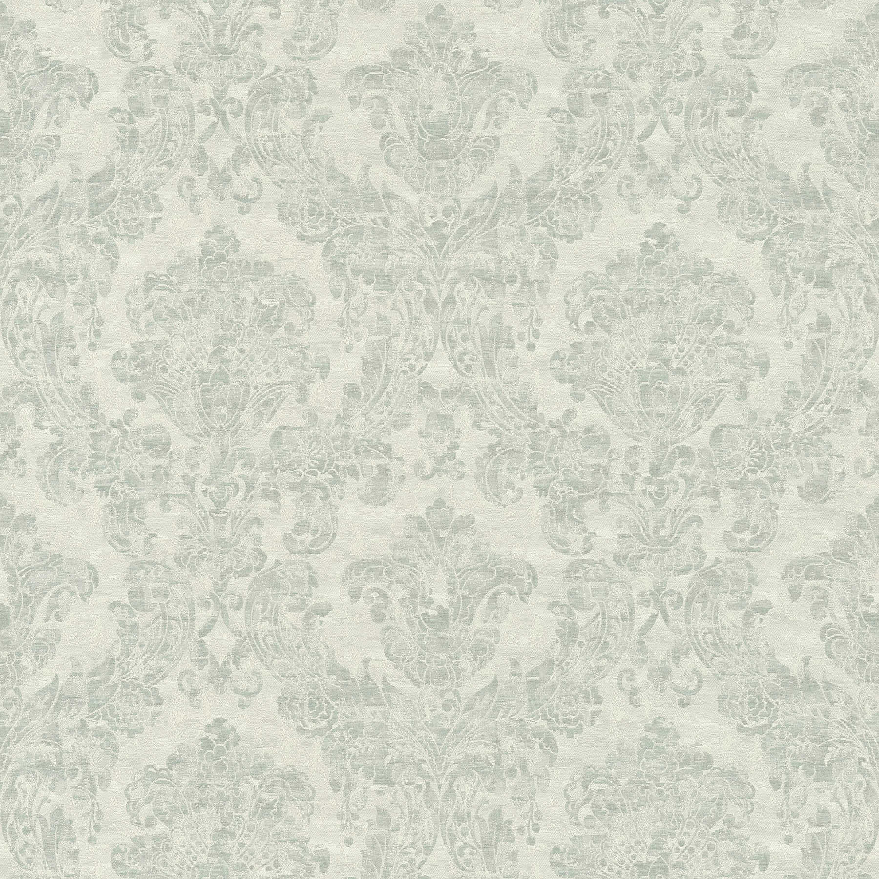 Vintage style wallpaper with ornamental pattern in used look - green
