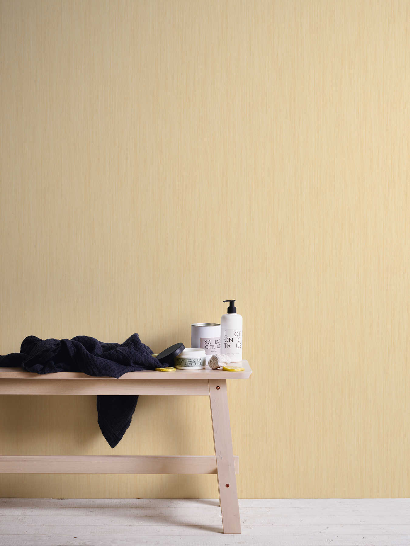             Sand yellow wallpaper plain yellow with structure embossing
        
