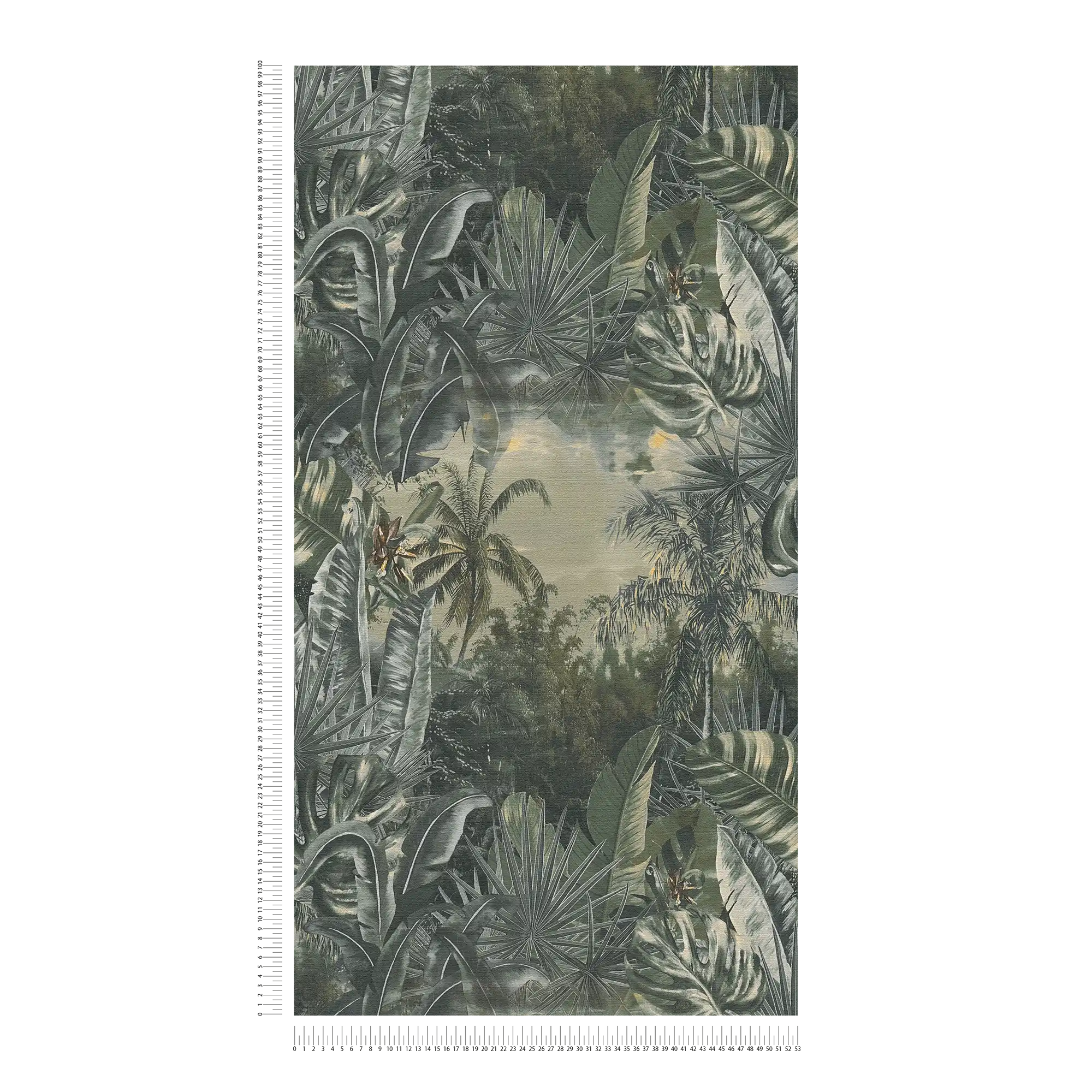             Papier peint motif jungle, style colonial moderne - Vert
        