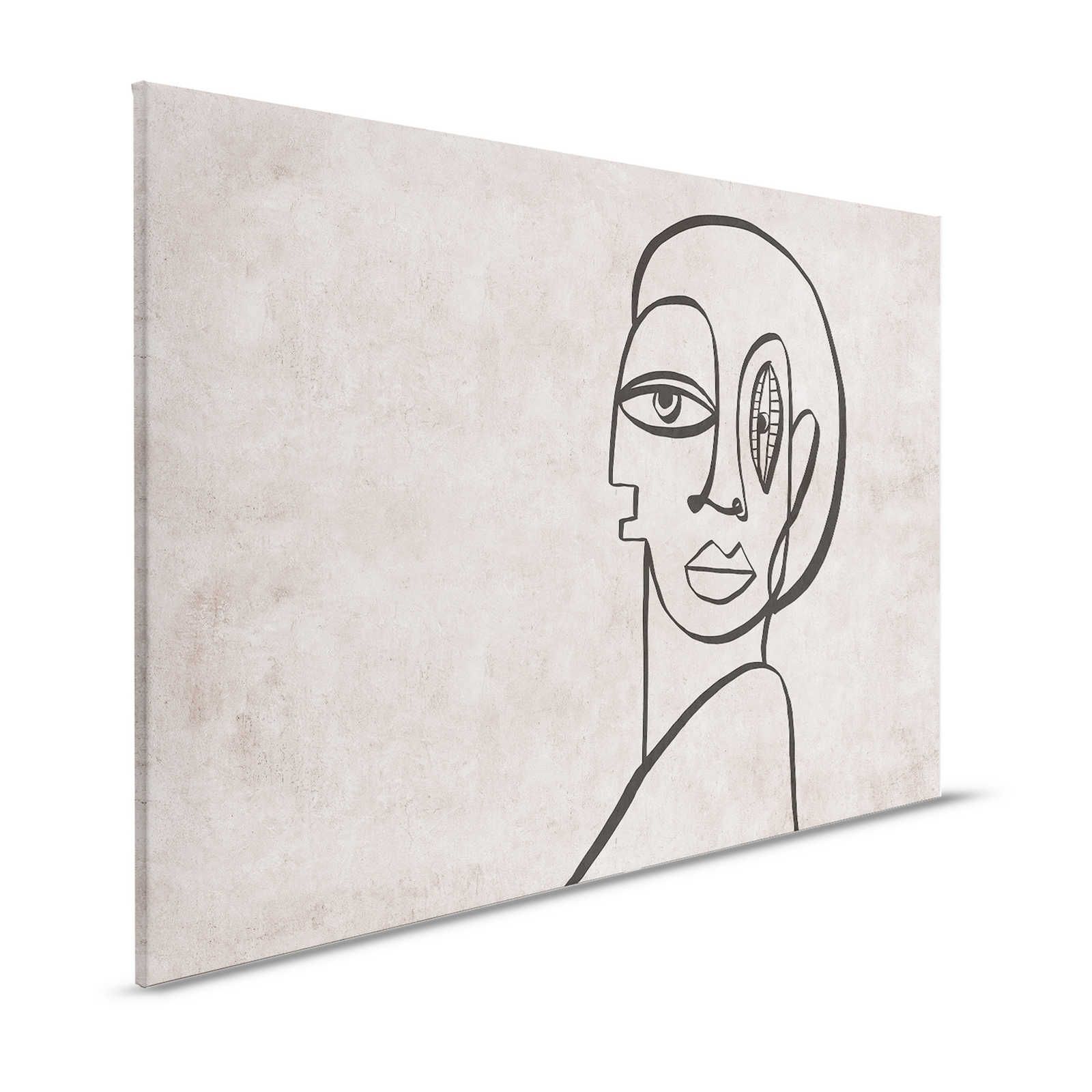 Palomas Room 1 - Toile aspect plâtre Line Art Peinture abstraite - 1,20 m x 0,80 m
