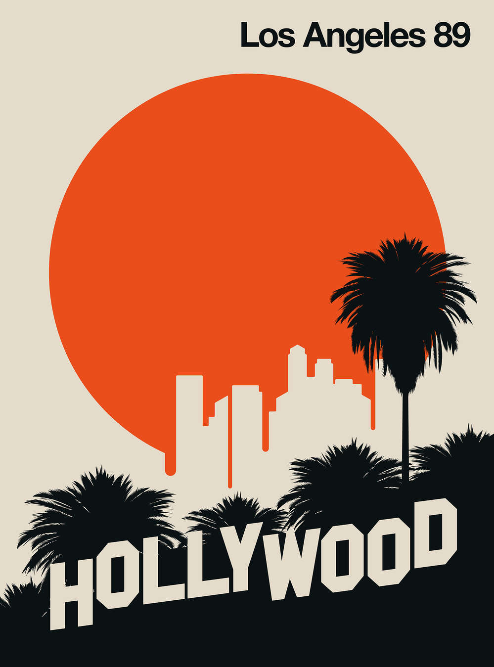             Muurschildering Hollywood in Retro Poster Look
        