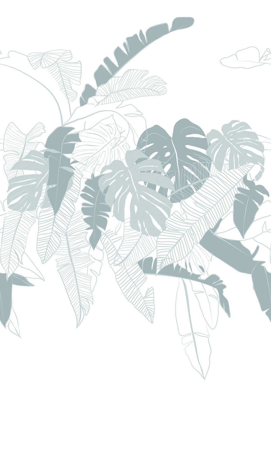             Jungle behang met palmblad motief - wit, grijs
        