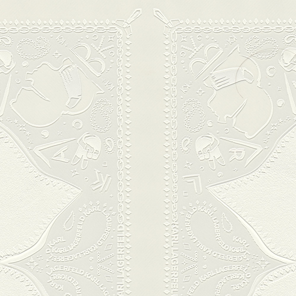             Karl LAGERFELD Wallpaper Tie & Doodle Art - White
        