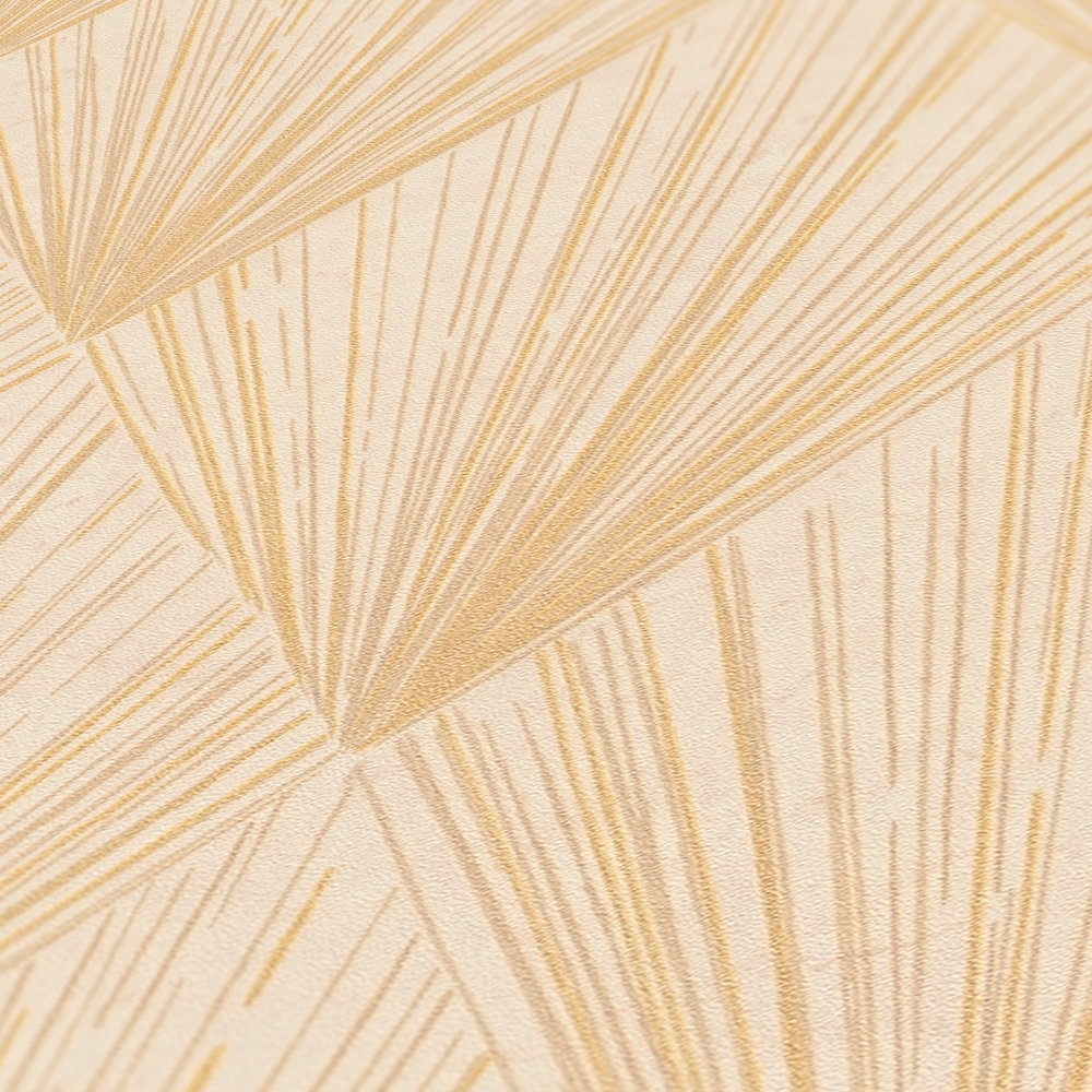             Wallpaper with gold pattern in new art deco style - beige, metallic
        