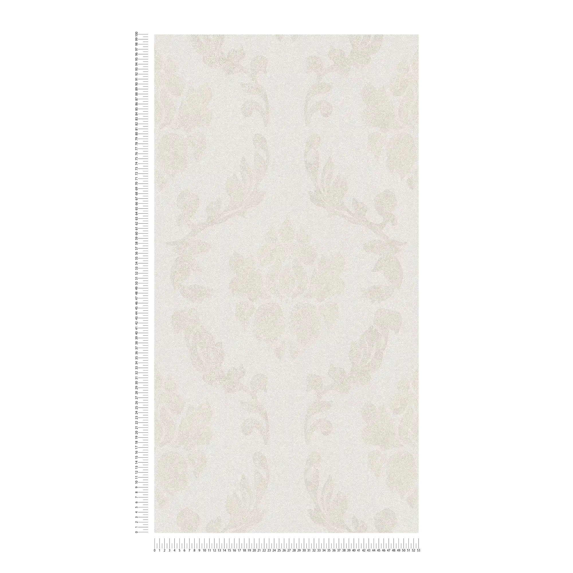             Carta da parati con motivi ornamentali in look lino - crema, beige
        