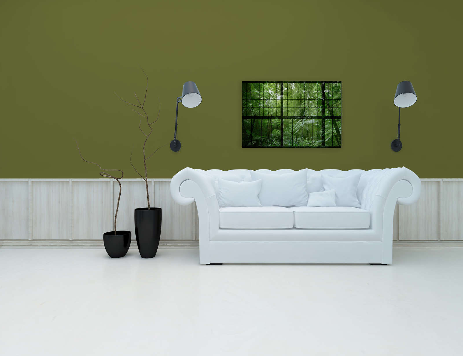             Rainforest 2 - Loft window canvas painting with jungle view - 0.90 m x 0.60 m
        