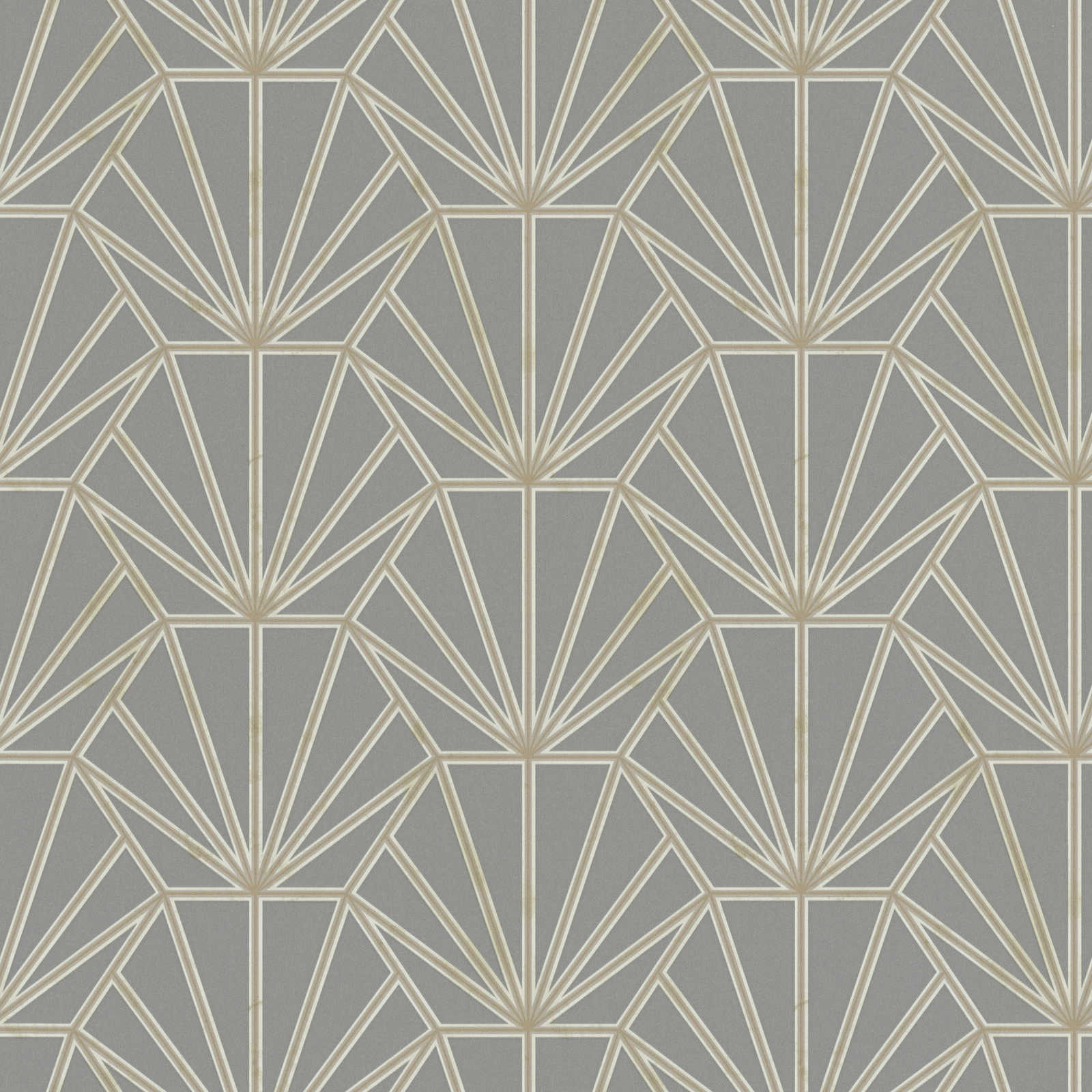Wallpaper art deco pattern and line motif - grey, gold, white
