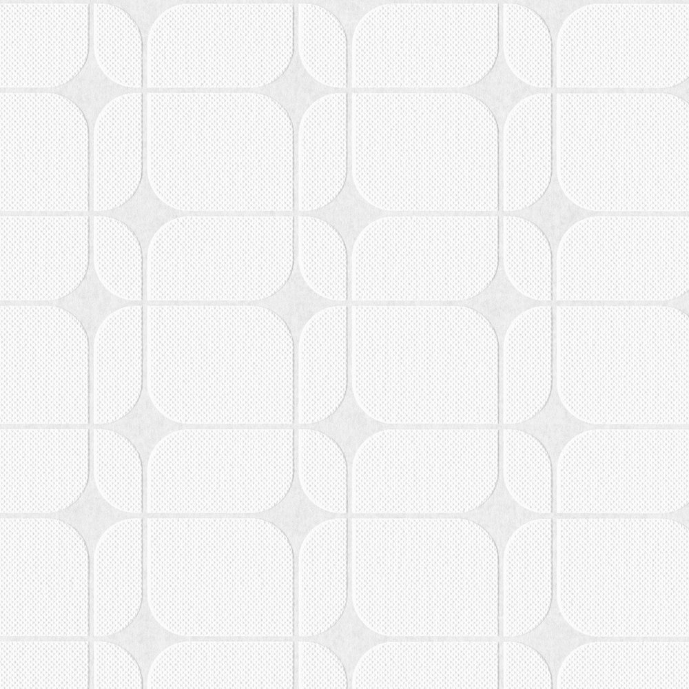             Paintable non-woven wallpaper with graphic square pattern - white
        