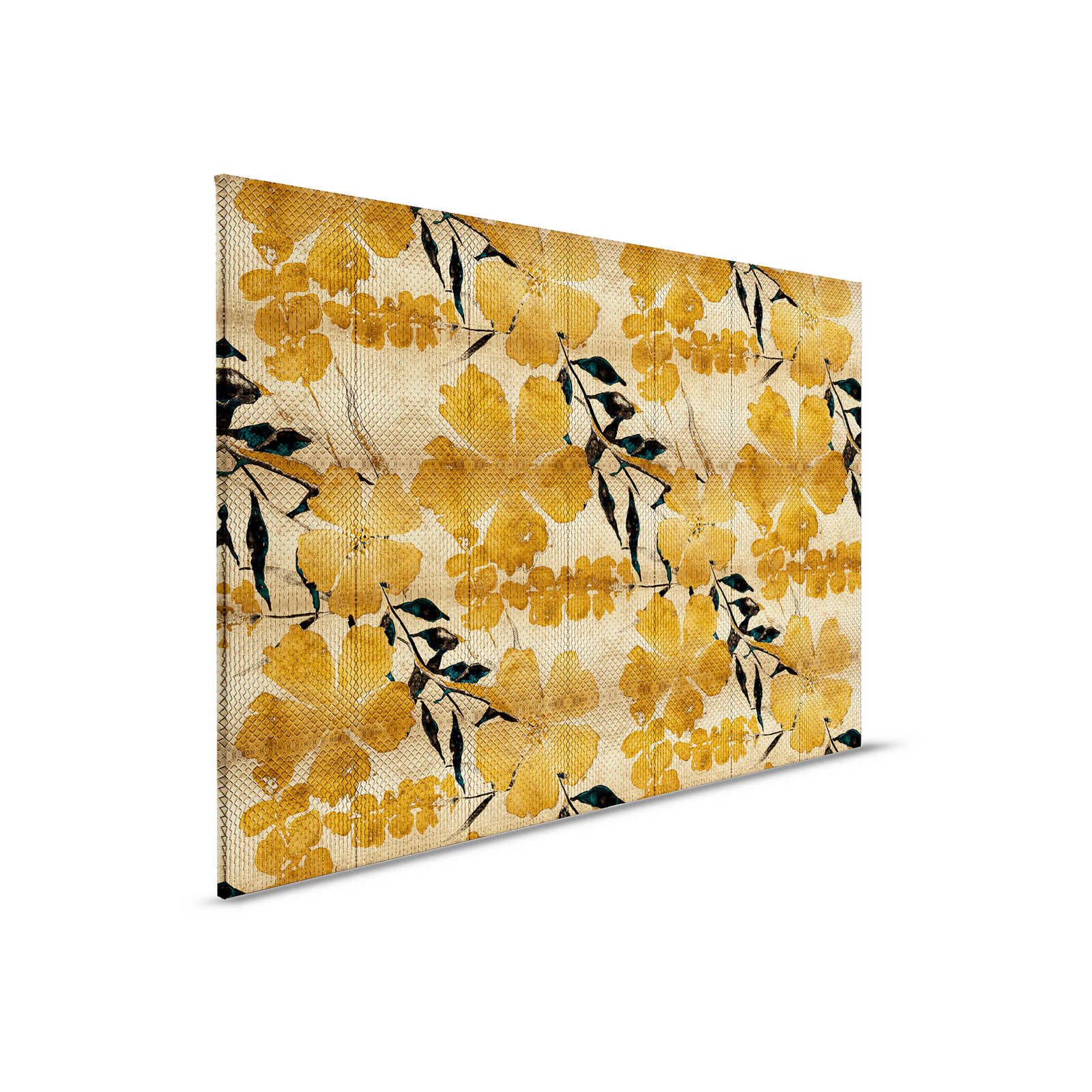 Odessa 1 - Metallic Canvas Painting with Cherry Blossom Pattern in Gold - 0.90 m x 0.60 m
