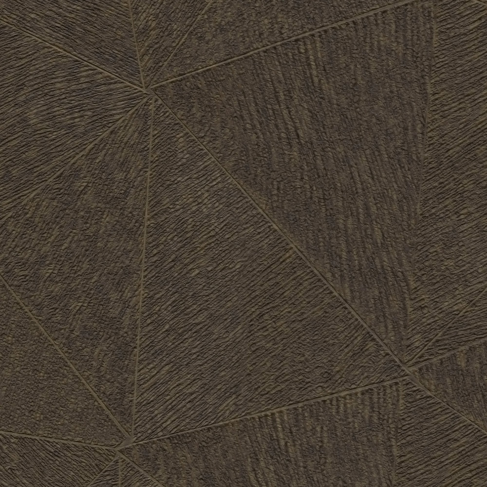             Wallpaper with triangle pattern in dark shades - Dark brown
        