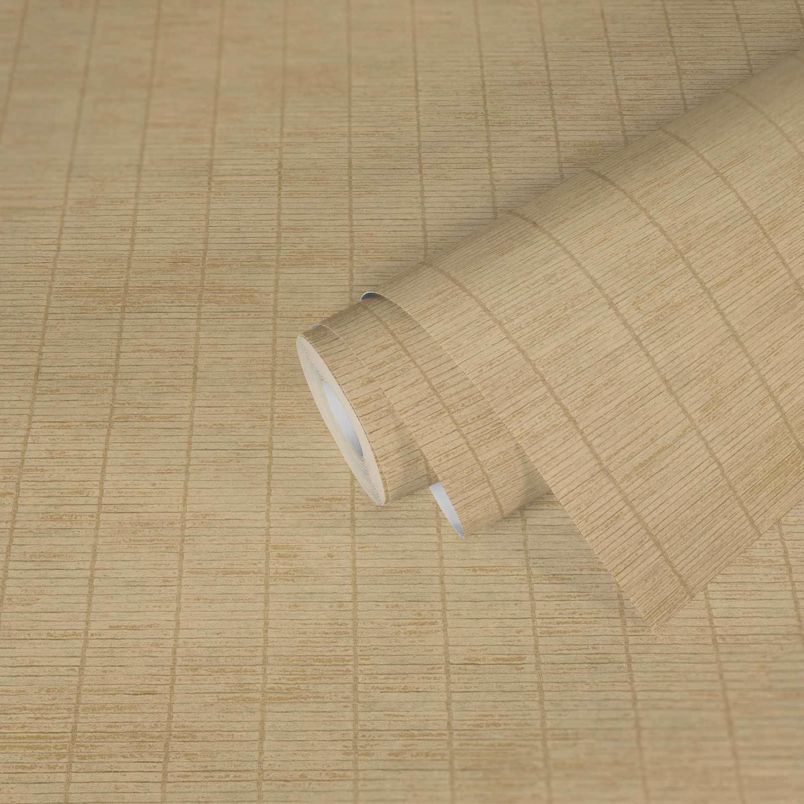             Non-woven wallpaper in the look of an Asian straw mat - beige
        