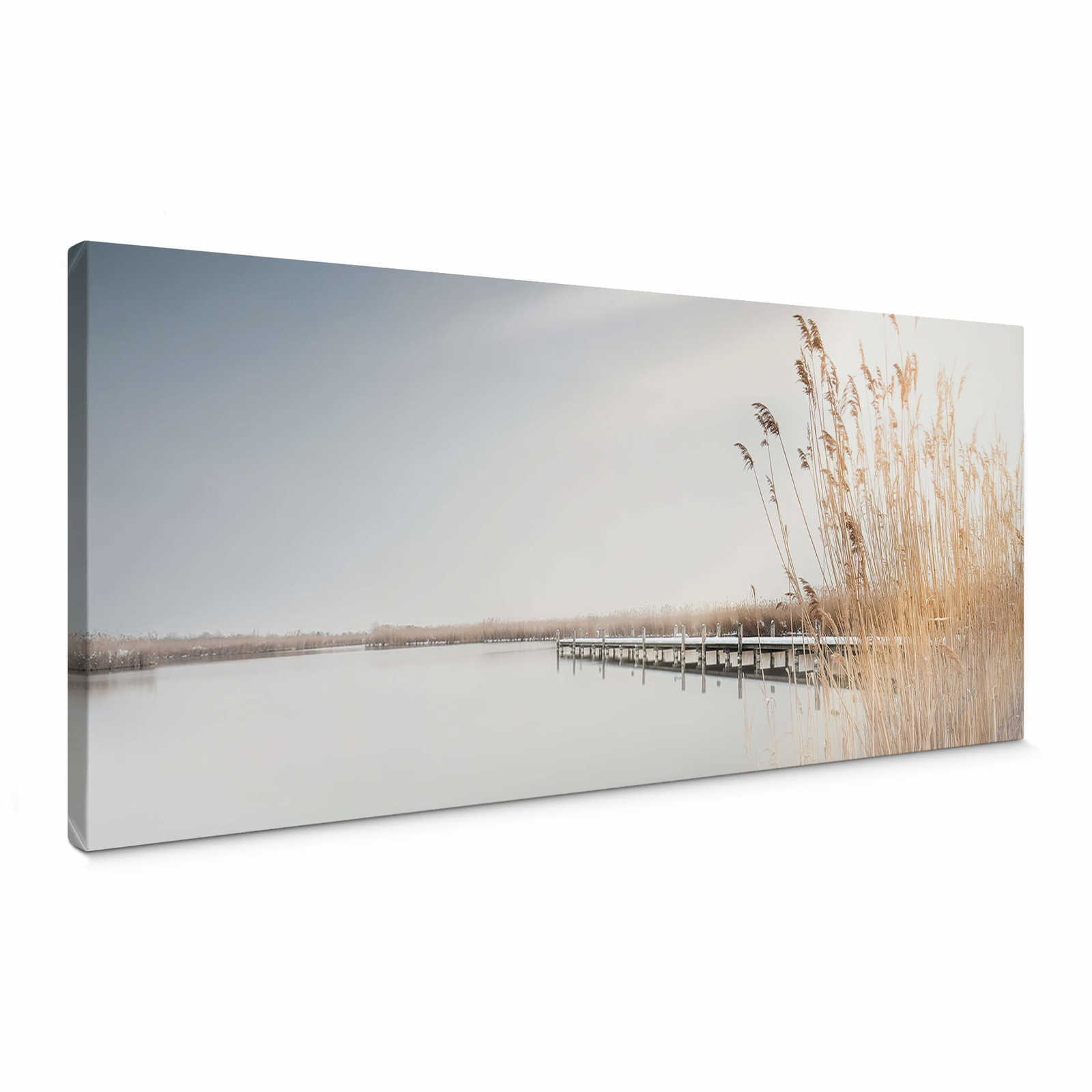 Panoramic canvas print of reeds on the lake
