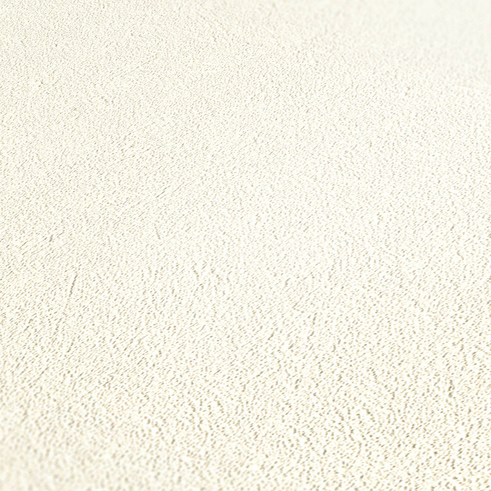             Papel pintado liso blanco crema con diseño de estructura discreta
        