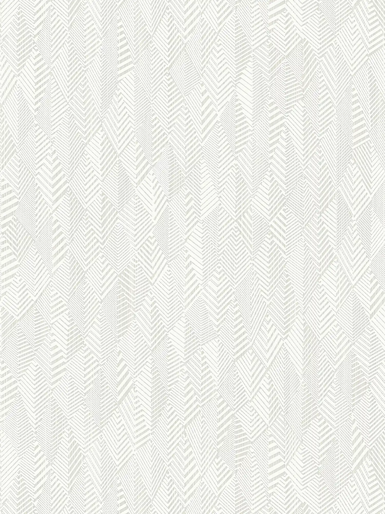 Plain wallpaper with abstract line pattern - cream, white

