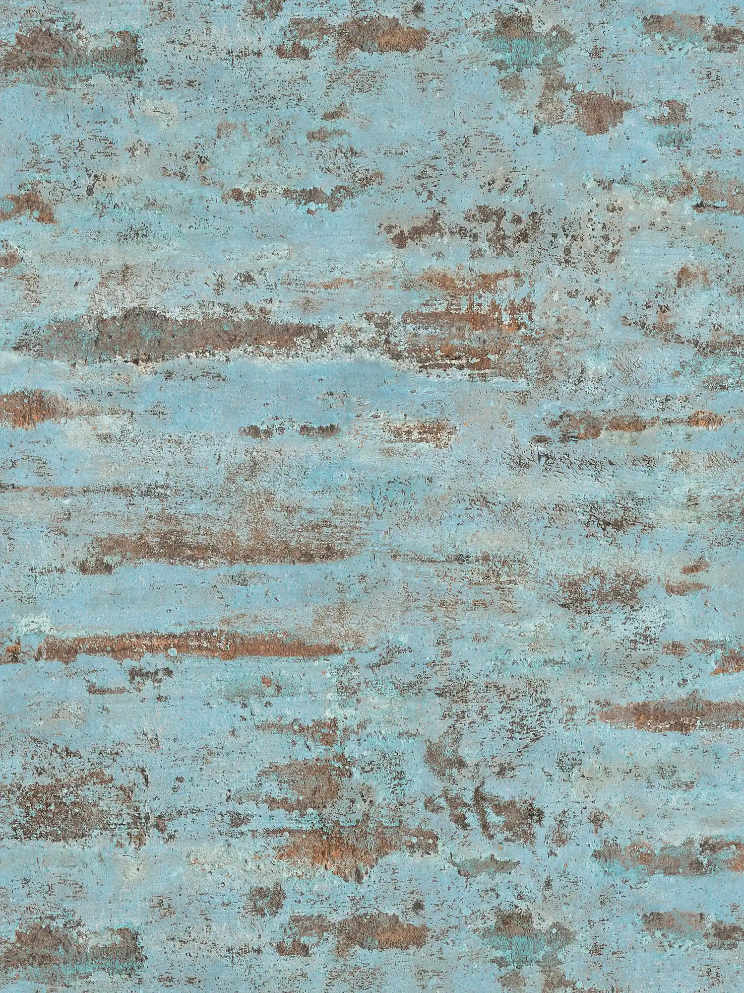 Papel pintado no tejido Óptica oxidada Diseño metálico oxidado - azul, marrón
