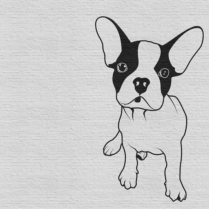 Tattoo you 2 - Franse Bulldog Onderlaag behang, Zwart en Wit - Grijs, Zwart | Matte Gladde Vlieseline

