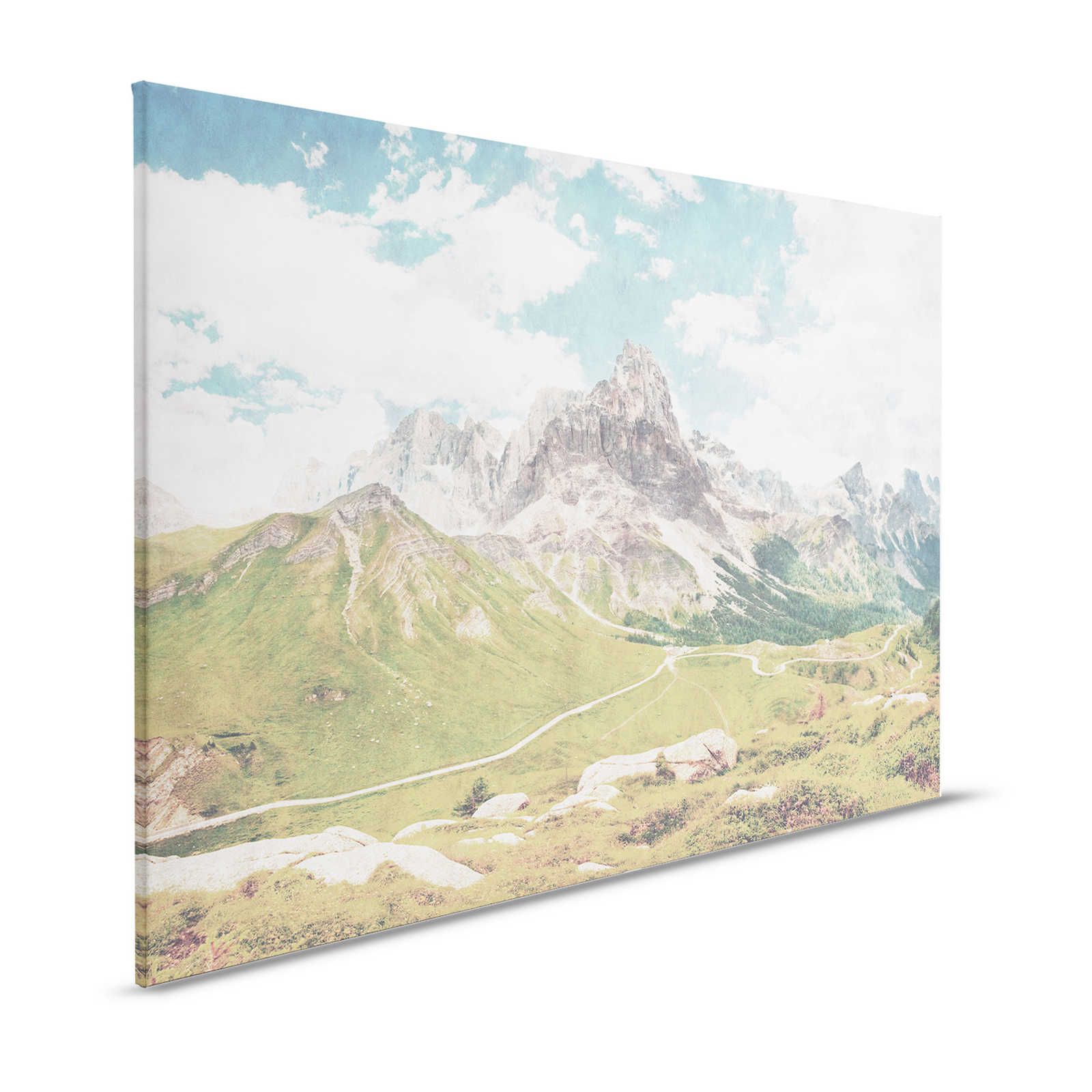 Dolomiti 2 - Cuadro en lienzo Fotografía Retro Dolomitas - 1,20 m x 0,80 m
