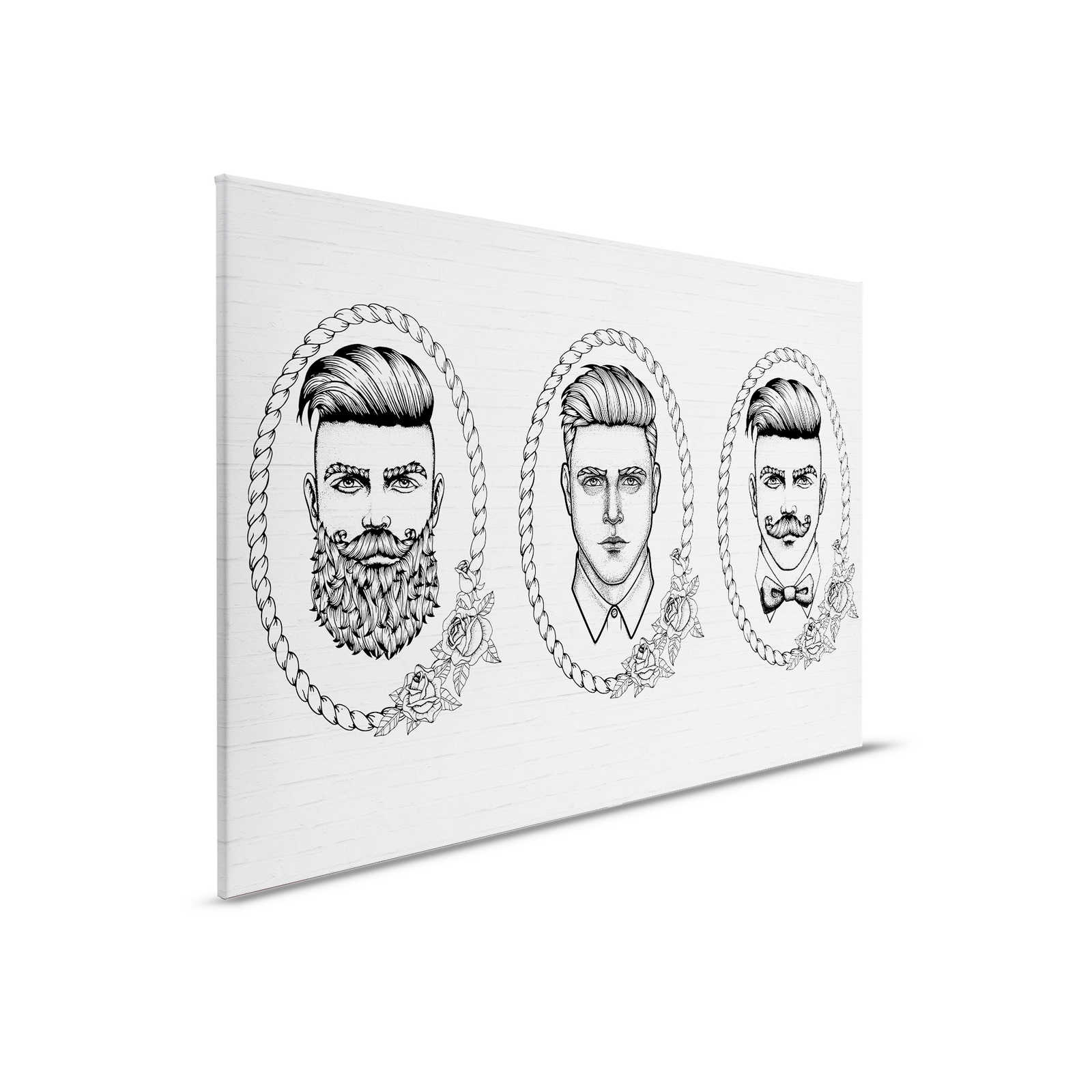         Black and white canvas painting with men portraits in comic style - 0.90 m x 0.60 m
    