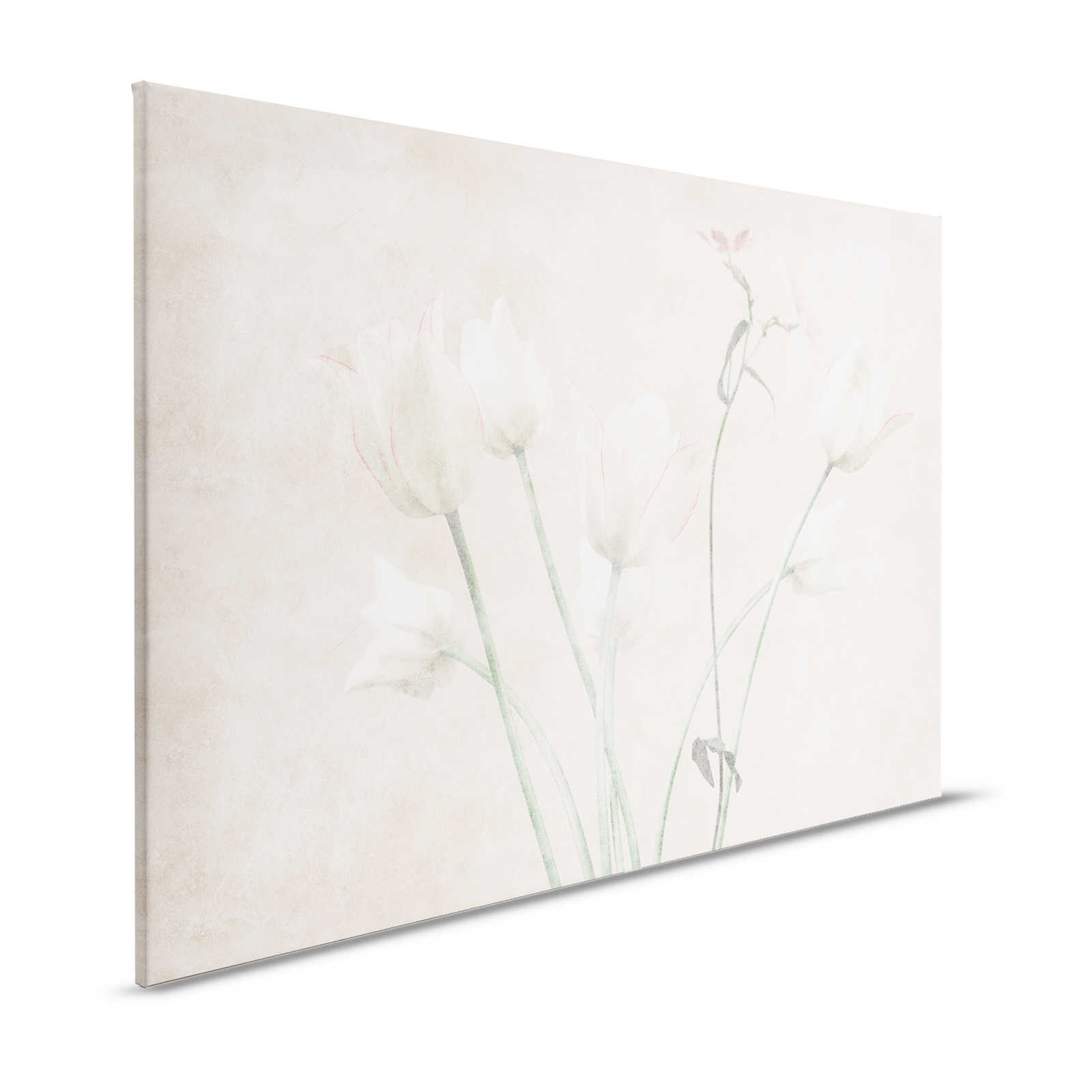 Morning Room 3 - Flowers Canvas Painting Faded Style Tulips - 1.20 m x 0.80 m

