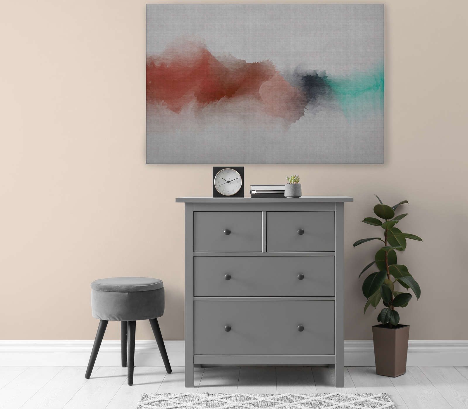             Daydream 2 - Toile aspect lin naturel avec tache de couleur style aquarelle - 1,20 m x 0,80 m
        