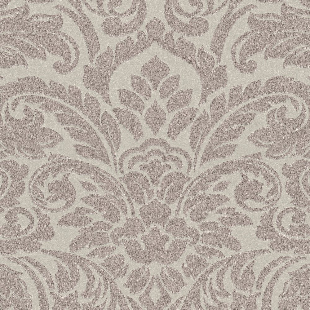             Ornamental wallpaper with metallic effect and floral design - bronze, brown
        