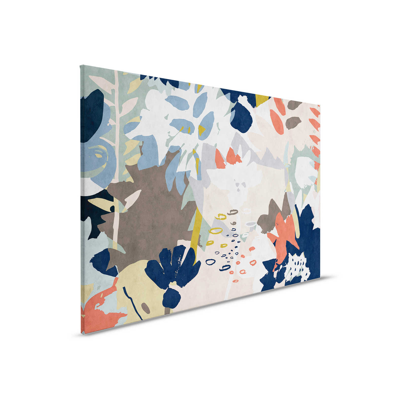         Floral Collage 4 - Canvas painting with colourful leaf motif - blotting paper structure - 0.90 m x 0.60 m
    