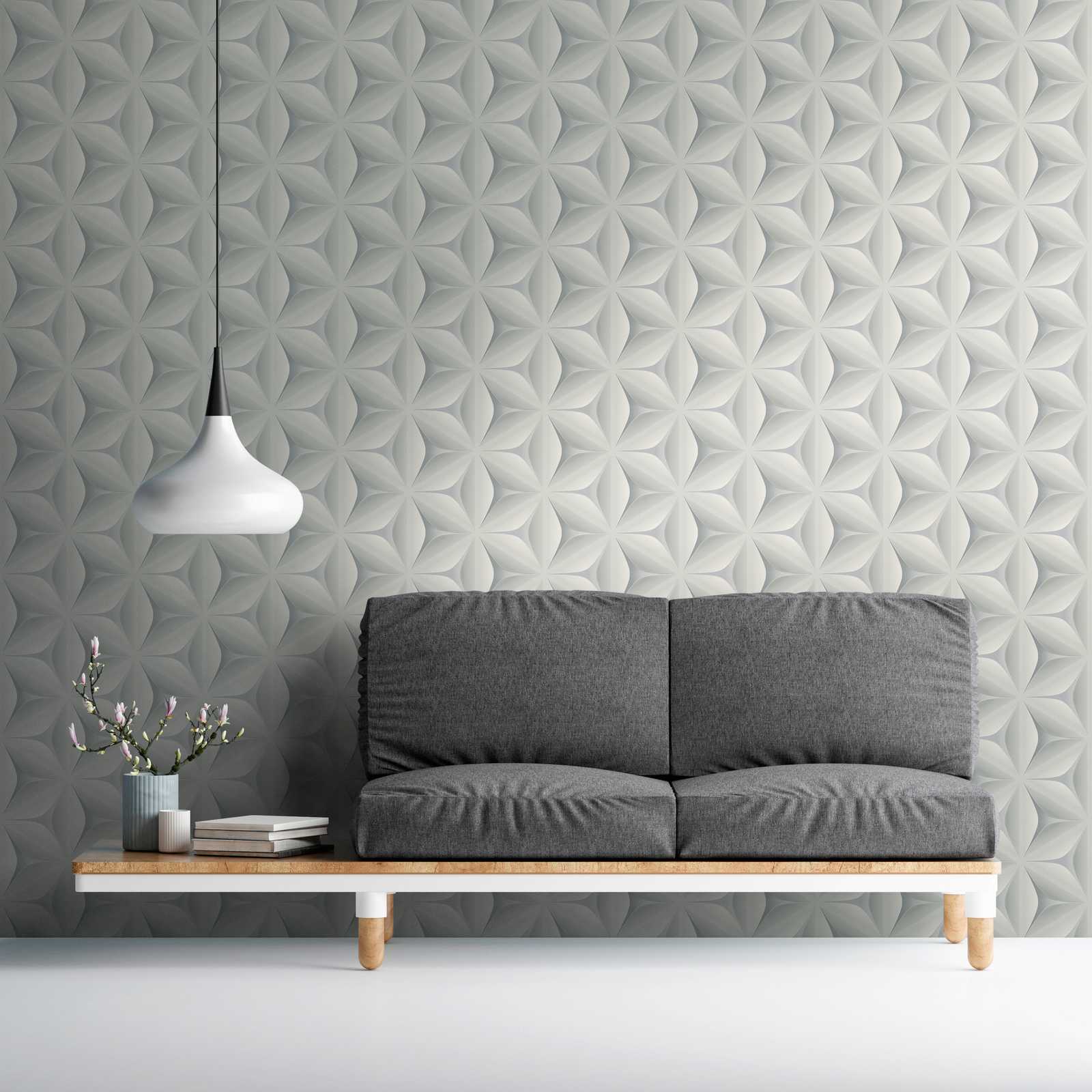             Papel pintado vintage patrón escandinavo - gris
        
