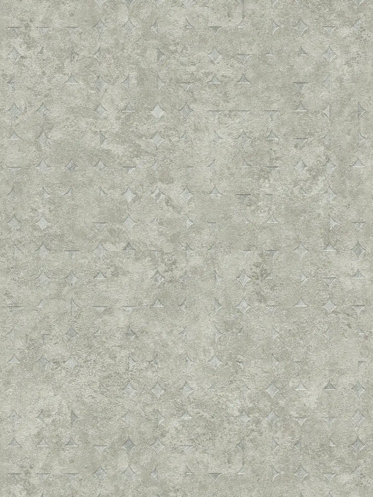 Plain textured non-woven wallpaper with diamond pattern - grey, green
