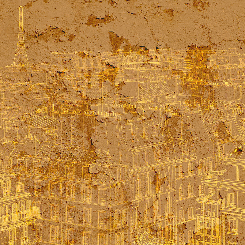         Photo wallpaper skyline Paris blueprints design - orange, yellow
    