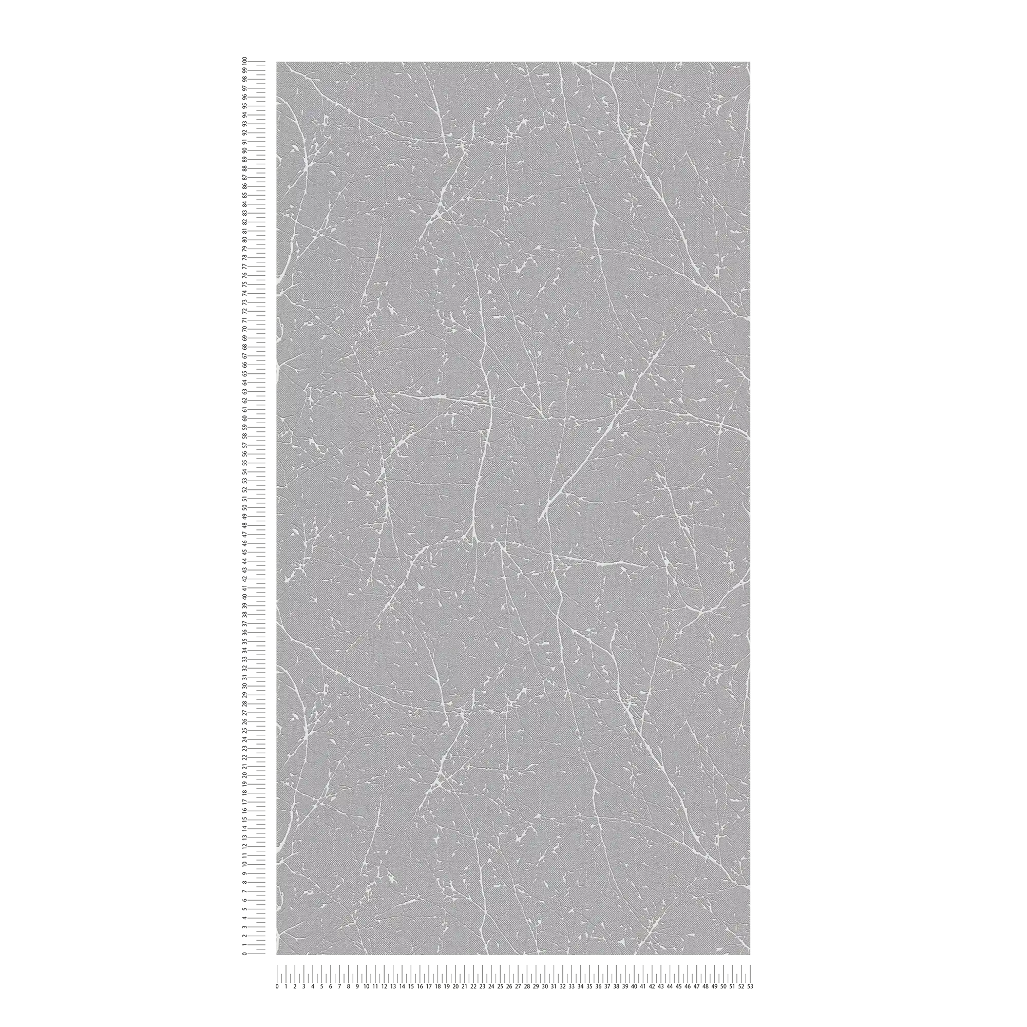             Floral non-woven wallpaper with branch pattern - grey, white
        