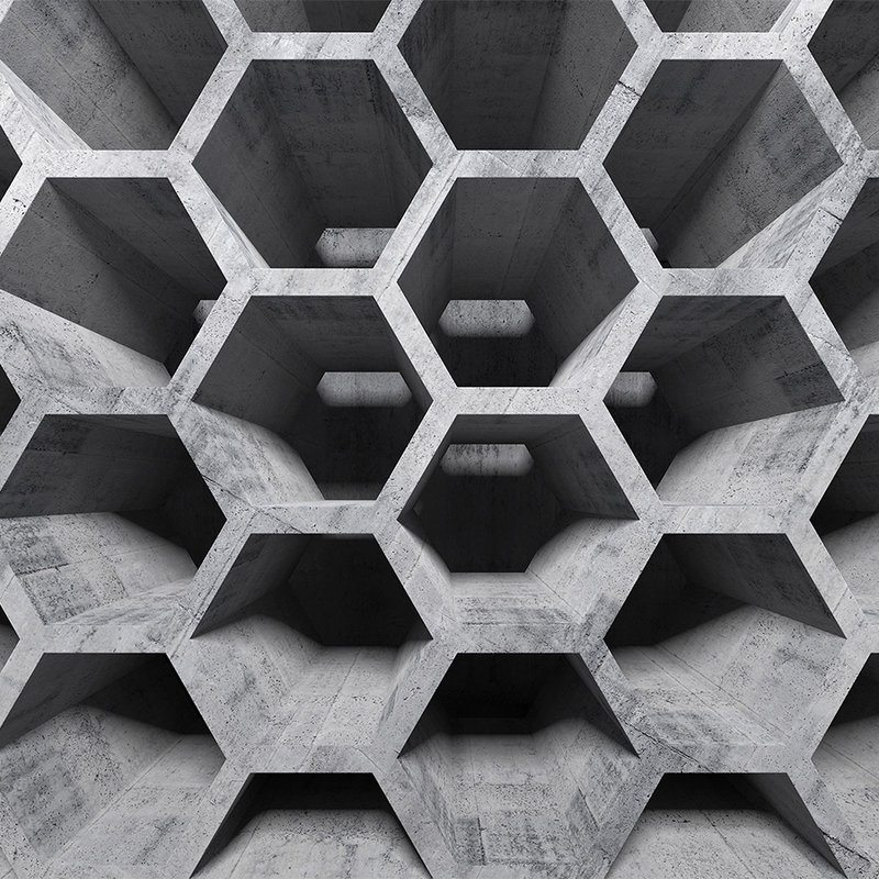         3D Effect Honeycomb Pattern with Concrete Look - Grey
    