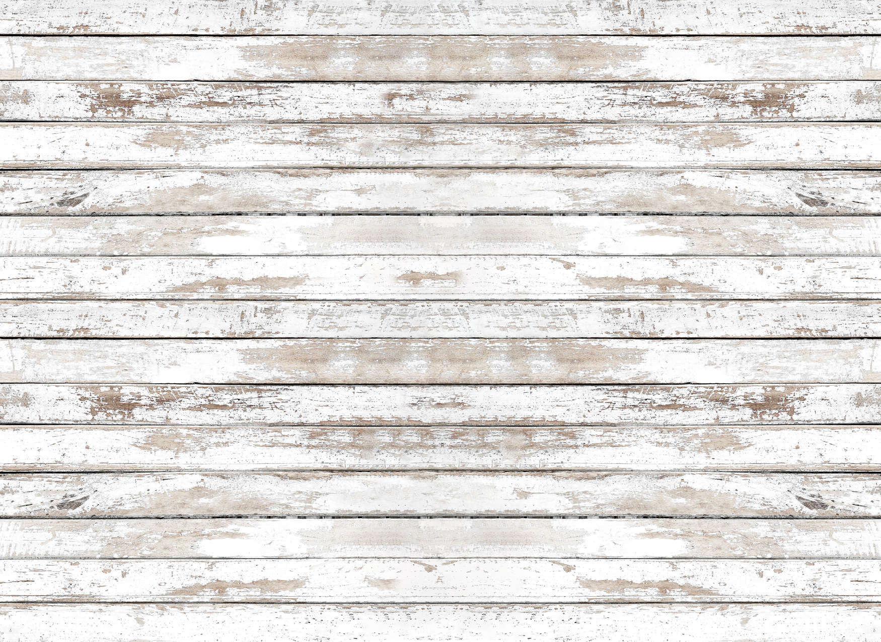             Wooden wall mural with horizontal boards natural - White, Beige
        