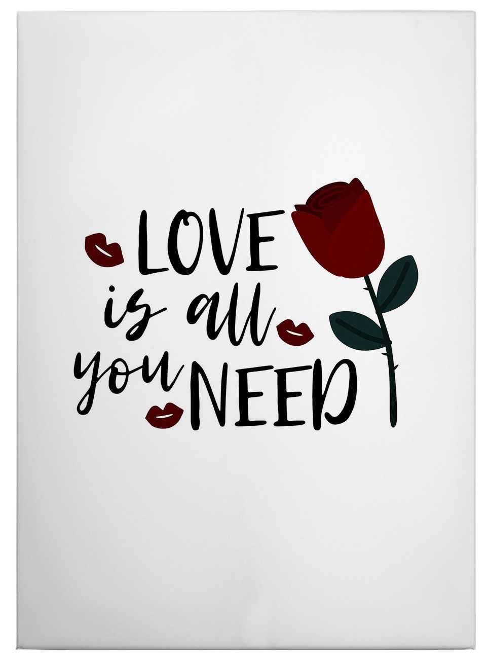             Canvas print saying love is all you need – black and white
        