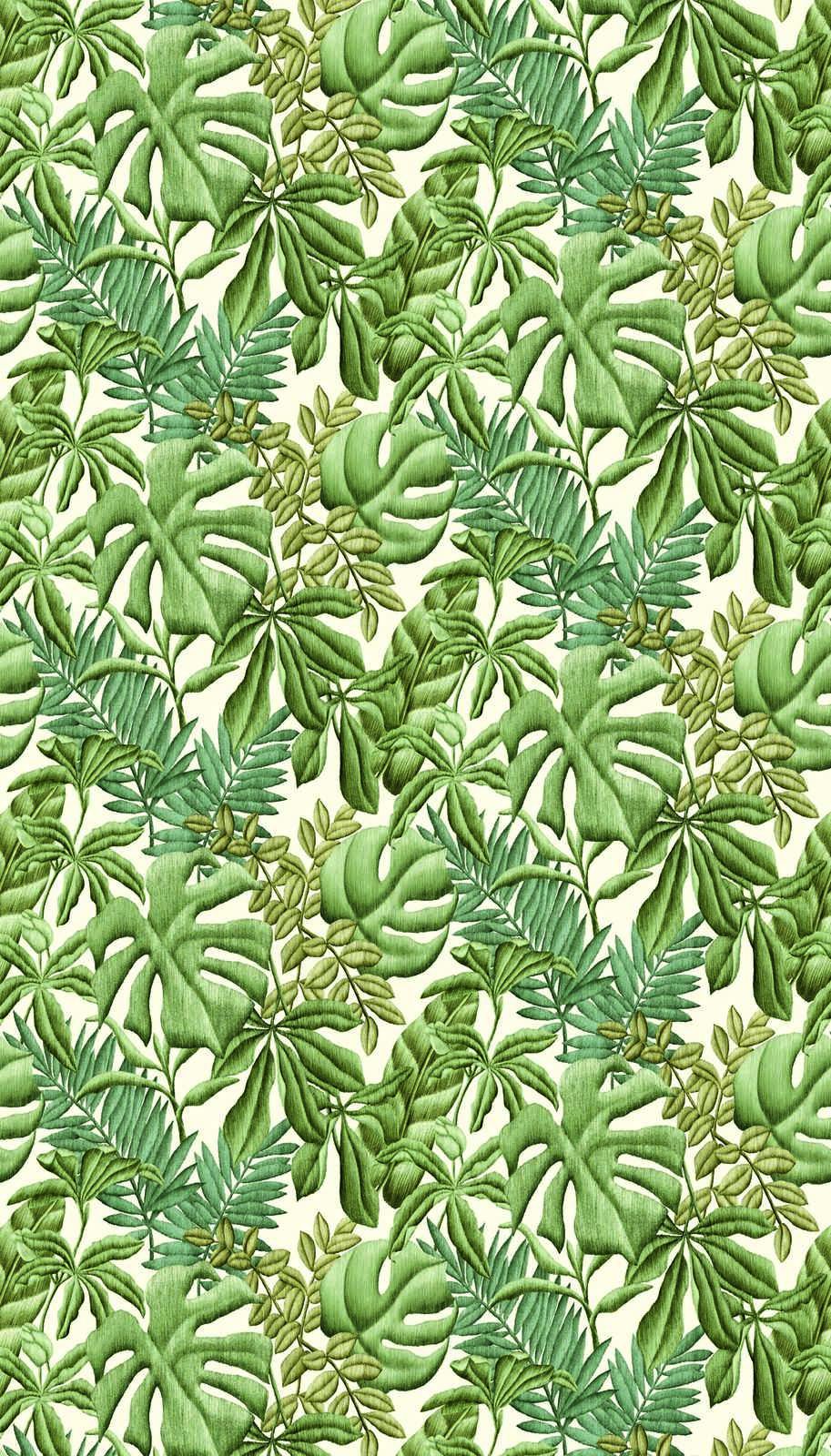             Papier peint intissé avec différentes feuilles - vert, crème
        