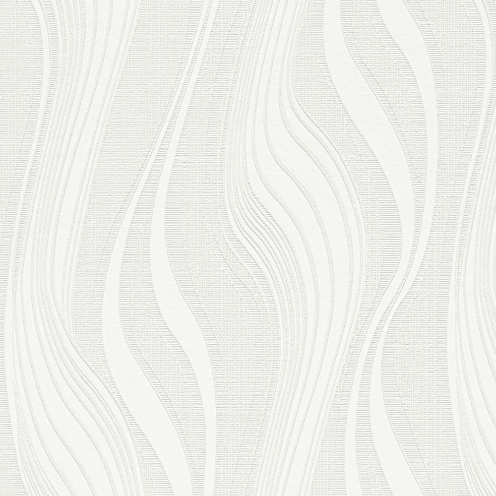             Papier peint avec motif de lignes organiques et effet 3D - Blanc
        