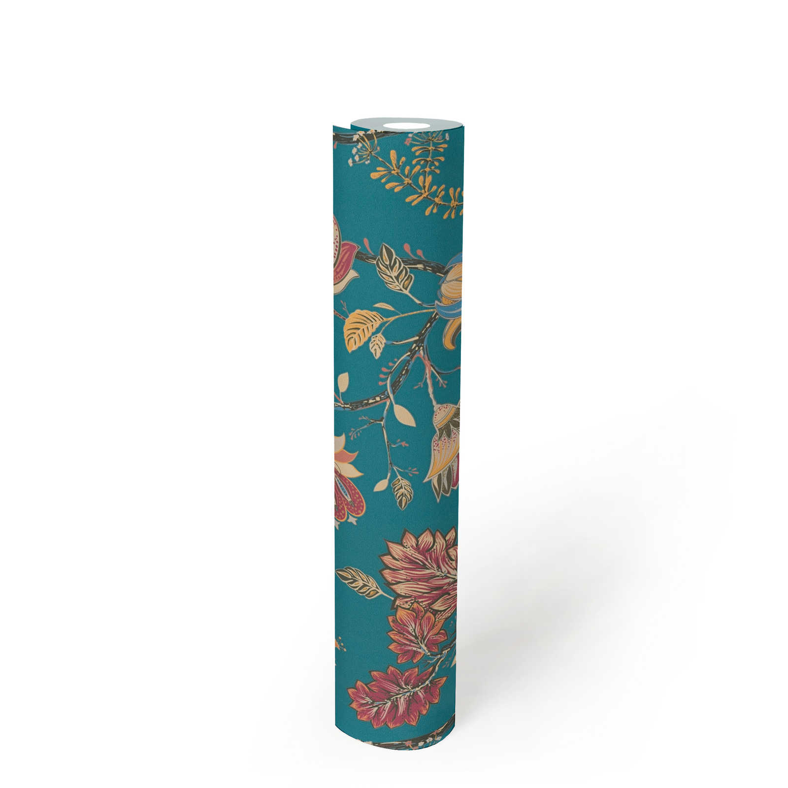            Papier peint intissé avec motif floral multicolore - bleu, jaune, rouge
        