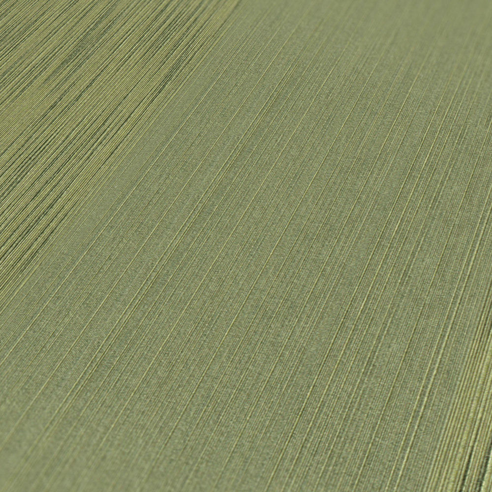             Papier peint texturé avec effet métallique & motif à rayures - Vert
        