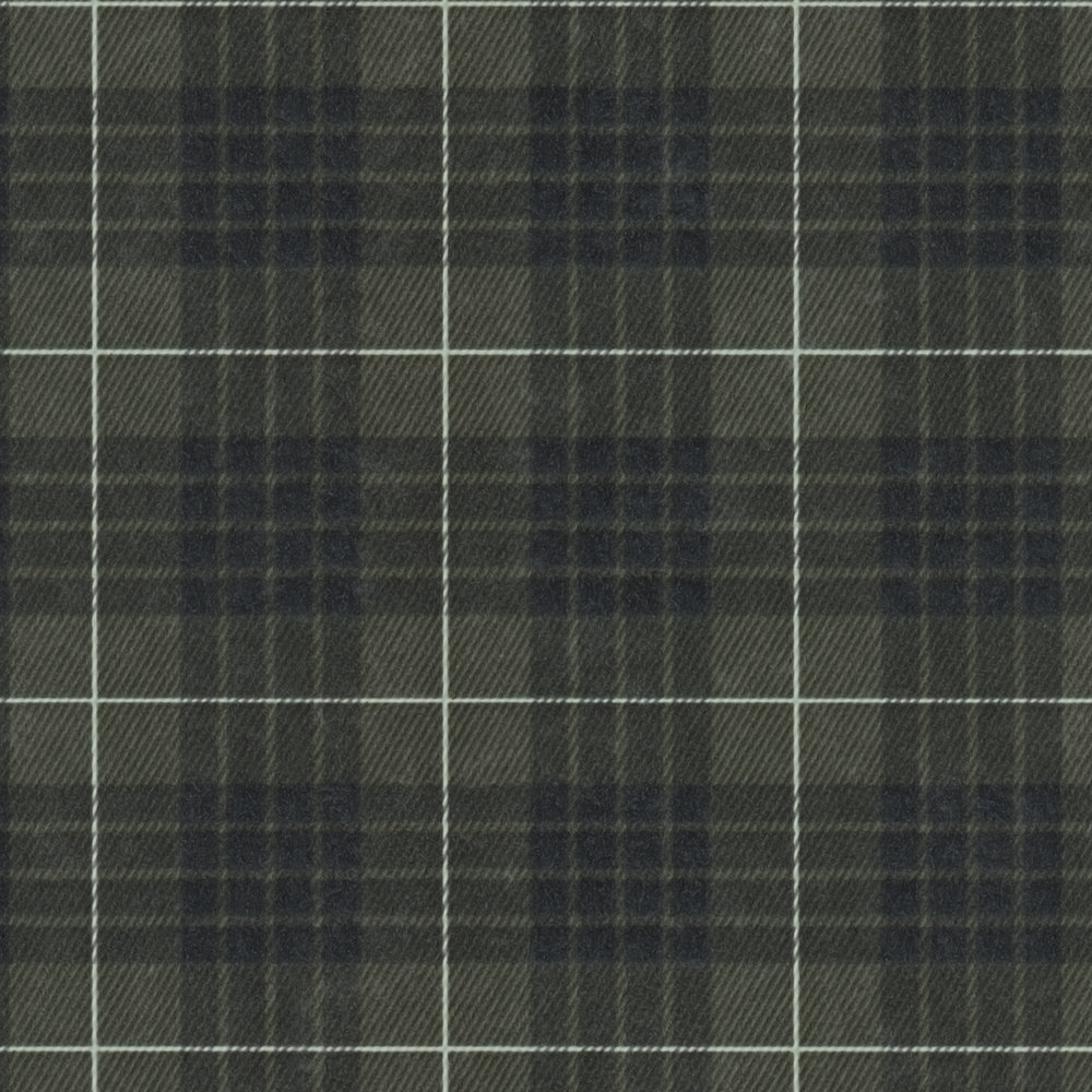            Textile look non-woven wallpaper with checkered tartan - green, black
        