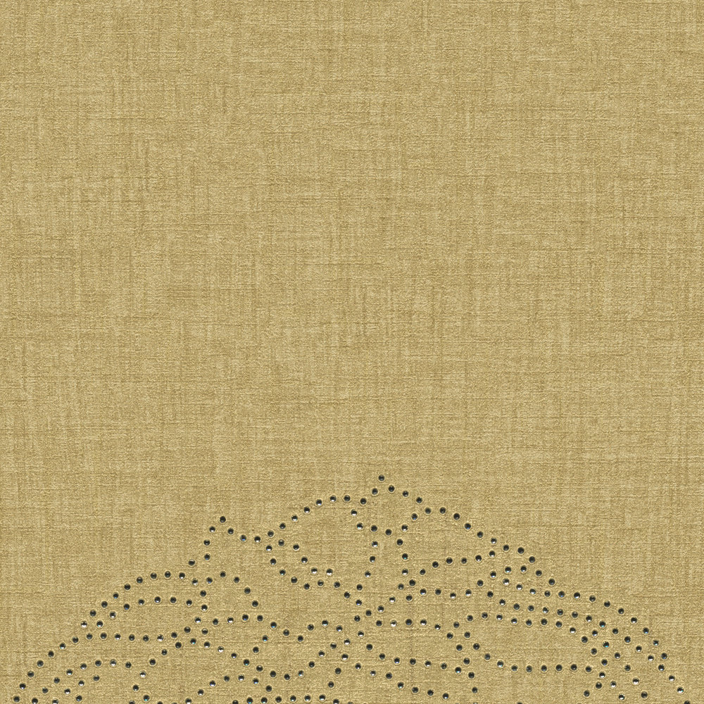             Plain non-woven wallpaper gold-yellow with pearl logo - metallic
        