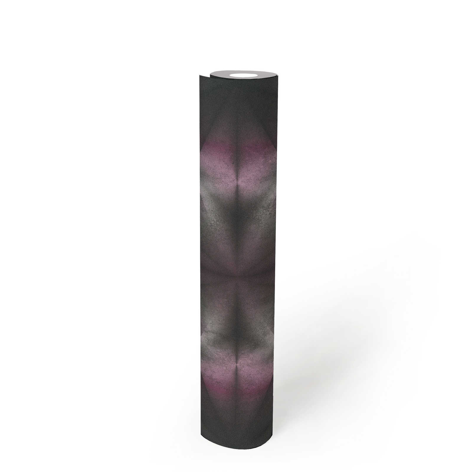             Papier peint design imitation béton & motif graphique - violet, gris, noir
        