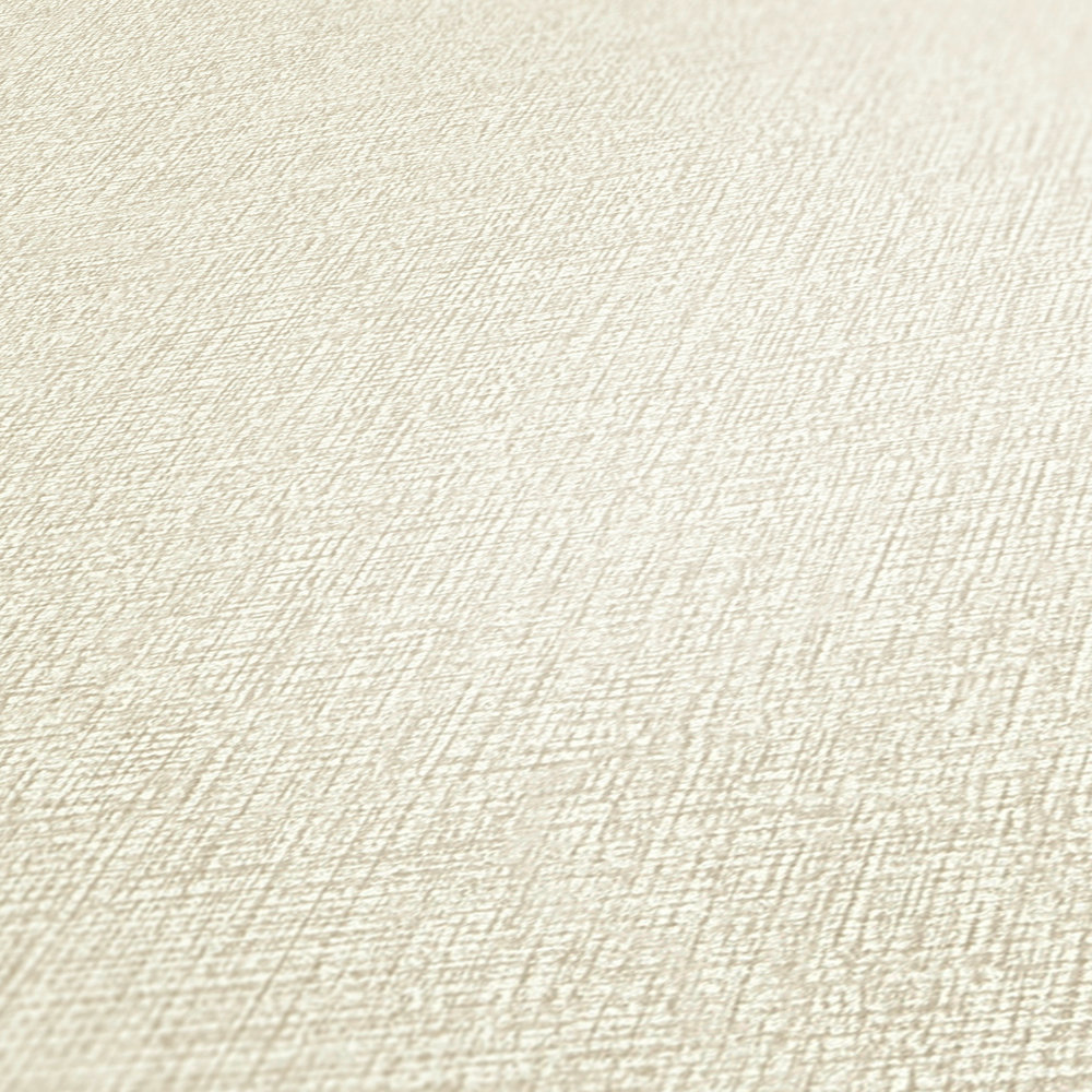             Papier peint aspect lin crème avec design textile
        
