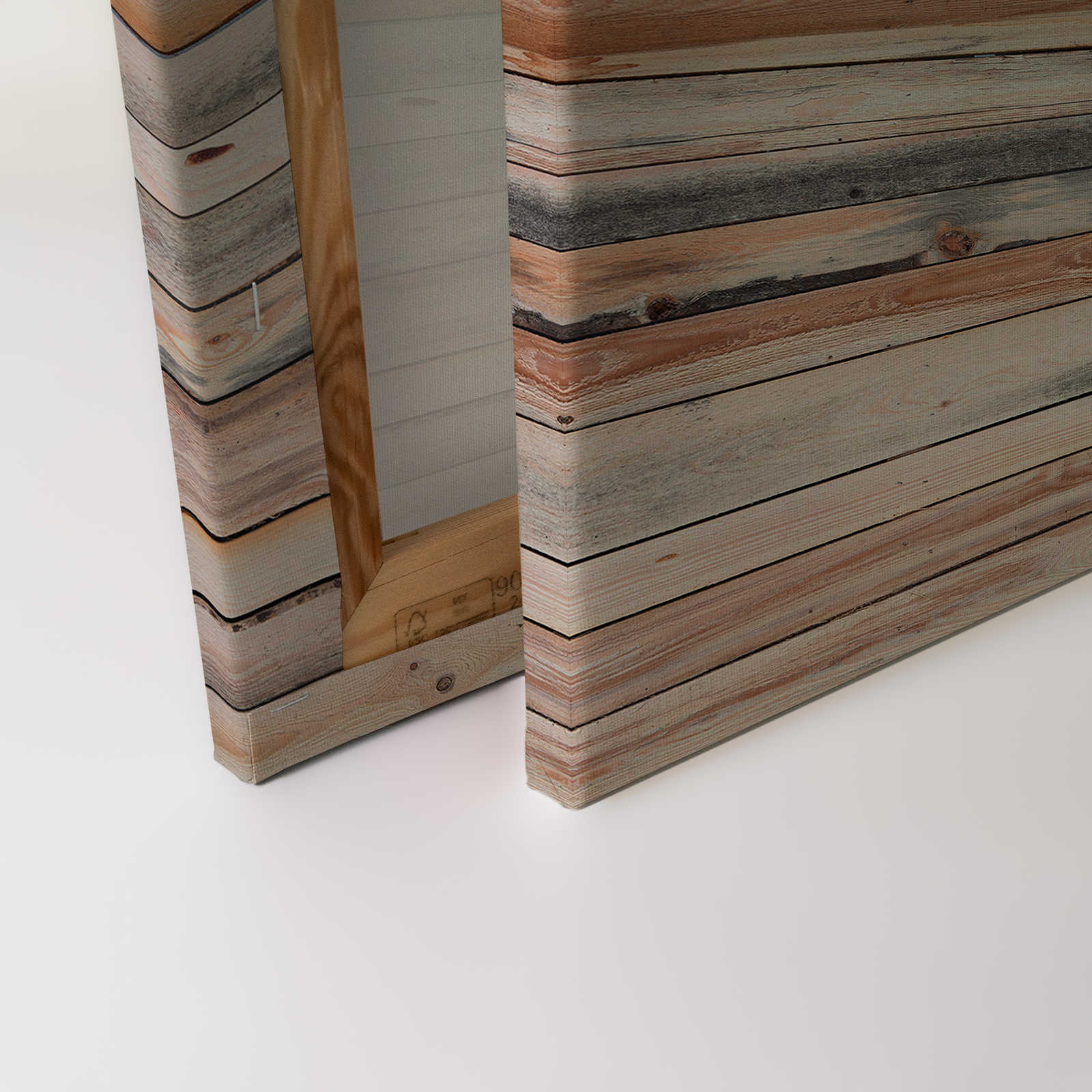             Planches de bois usées - Tableau sur toile au look usé pour mettre en valeur le mur - 0,90 m x 0,60 m
        
