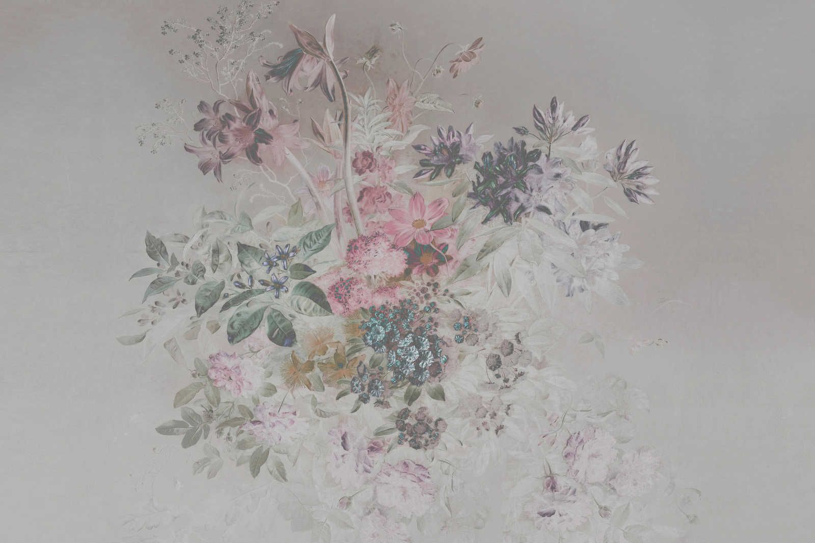             Quadro su tela con fiori e disegno a pastello - 0,90 m x 0,60 m
        