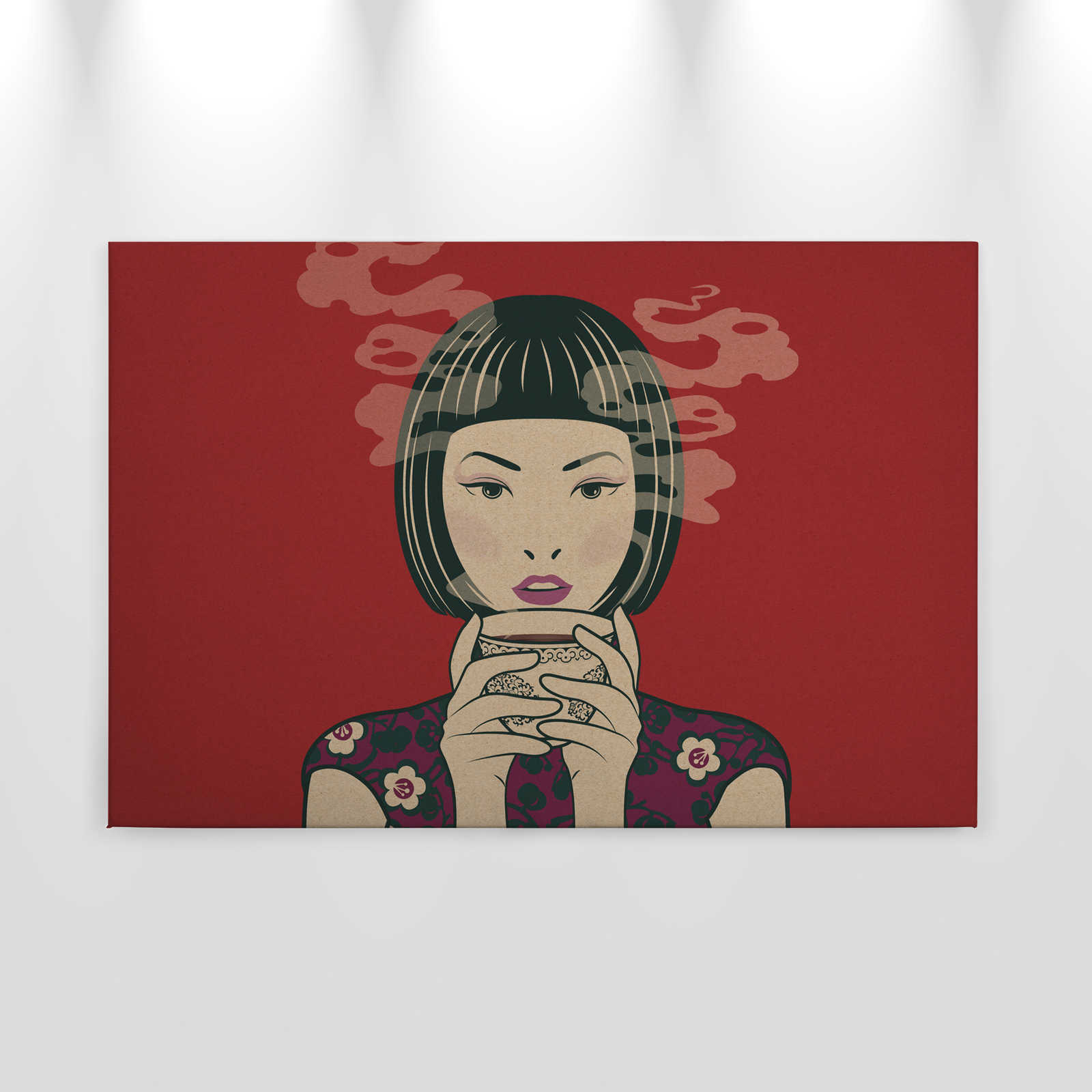             Akari 1 - Temps pour le thé, style manga sur toile - À structure en carton - 0,90 m x 0,60 m
        