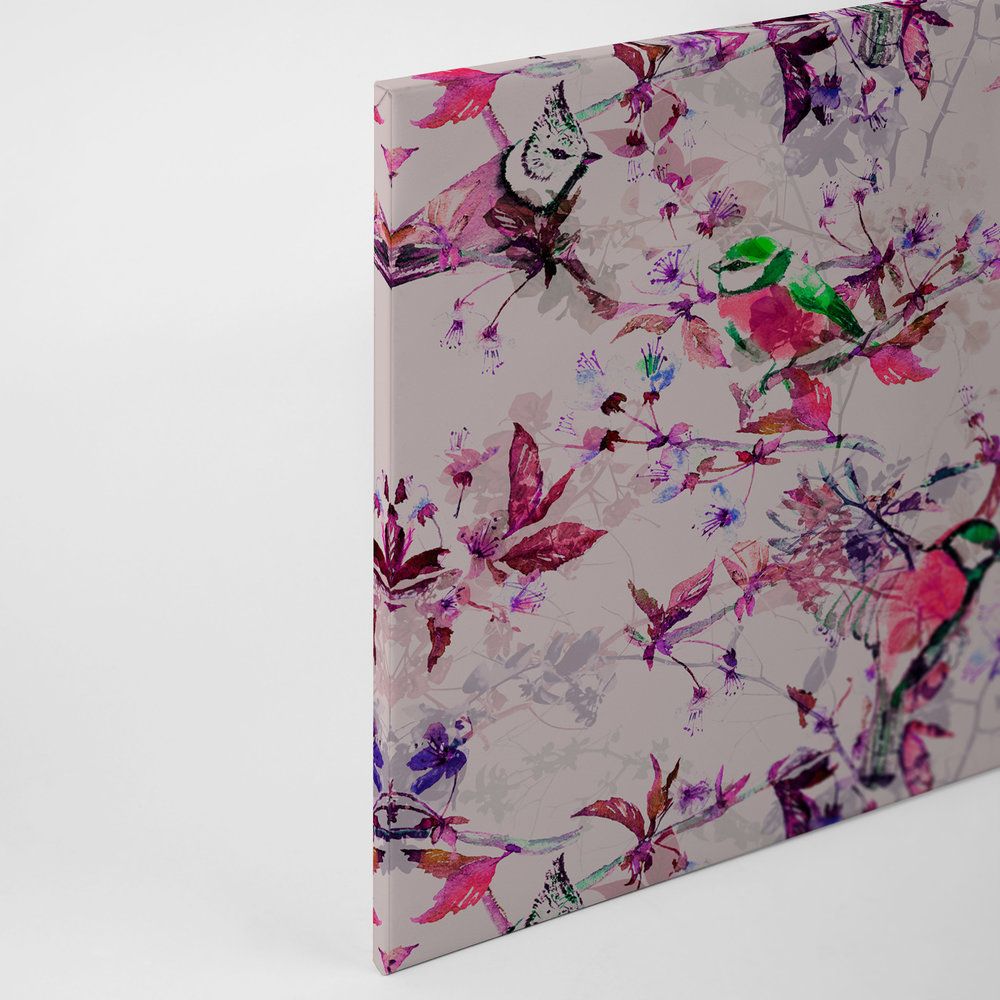             Birds Collage Style Canvas Painting | pink, blue - 1.20 m x 0.80 m
        